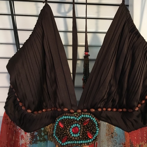 Bebe Long Multicolor dress with beading - Picture 3 of 6